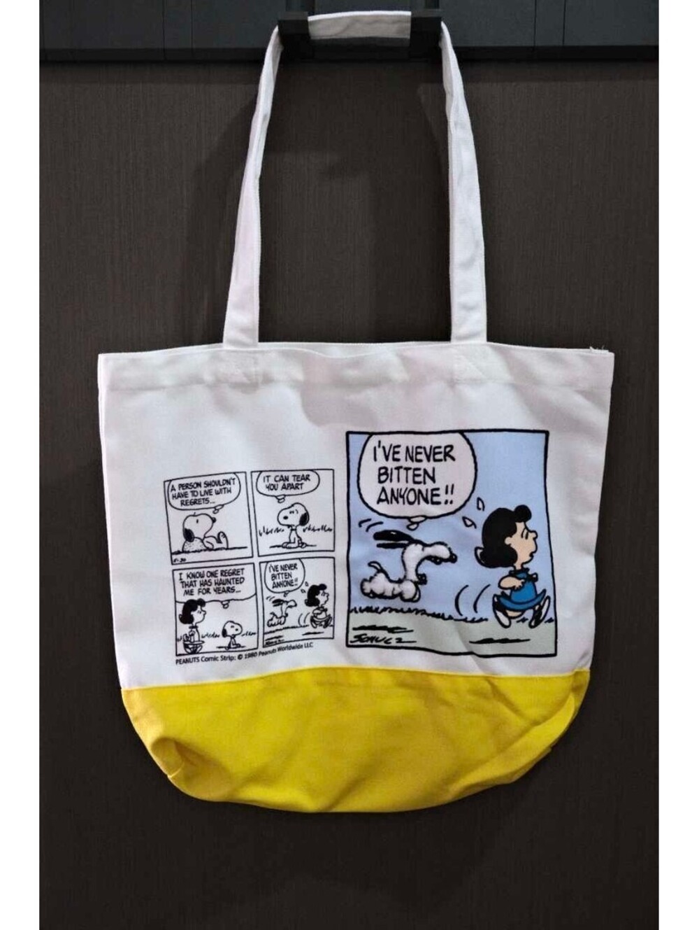 Peanuts Snoopy I’ve Never Bitten Anyone Tote Bag NWOT